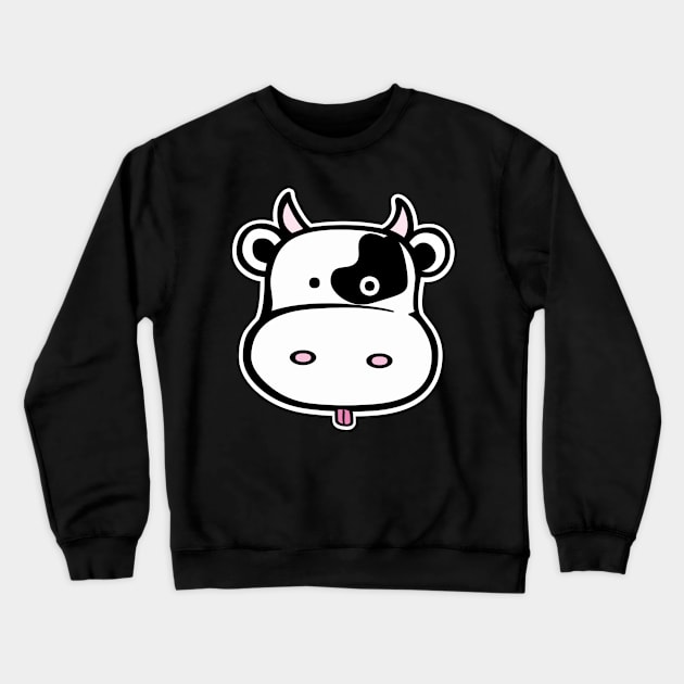 Cute Cow Head Crewneck Sweatshirt by YasudaArt